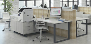 Modern,White,Brick,Coworking,Office,Interior,With,Furniture,,Equipment,And