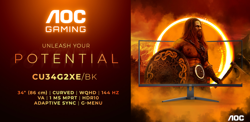 Η AGON by AOC παρουσιάζει δύο ultra-wide gaming monitors με 144Hz/180Hz και HDR: CU34G2XE/BK & CU34G2XP/BK