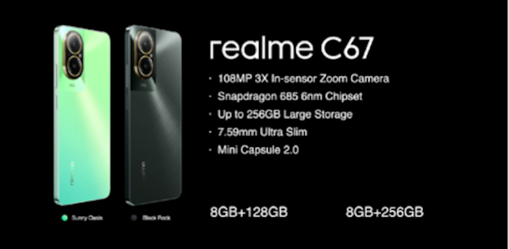 Η realme παρουσίασε το C67,  μια συσκευή «Champion» με camera 108MP και επεξεργαστή Snapdragon 6nm