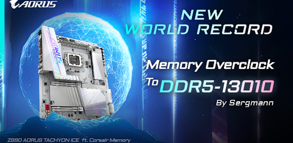 Η Z890 AORUS TACHYON ICE σπάει το παγκόσμιο ρεκόρ DDR5-13010 και κατέχει τις τρεις πρώτες θέσεις στα παγκόσμια ρεκόρ